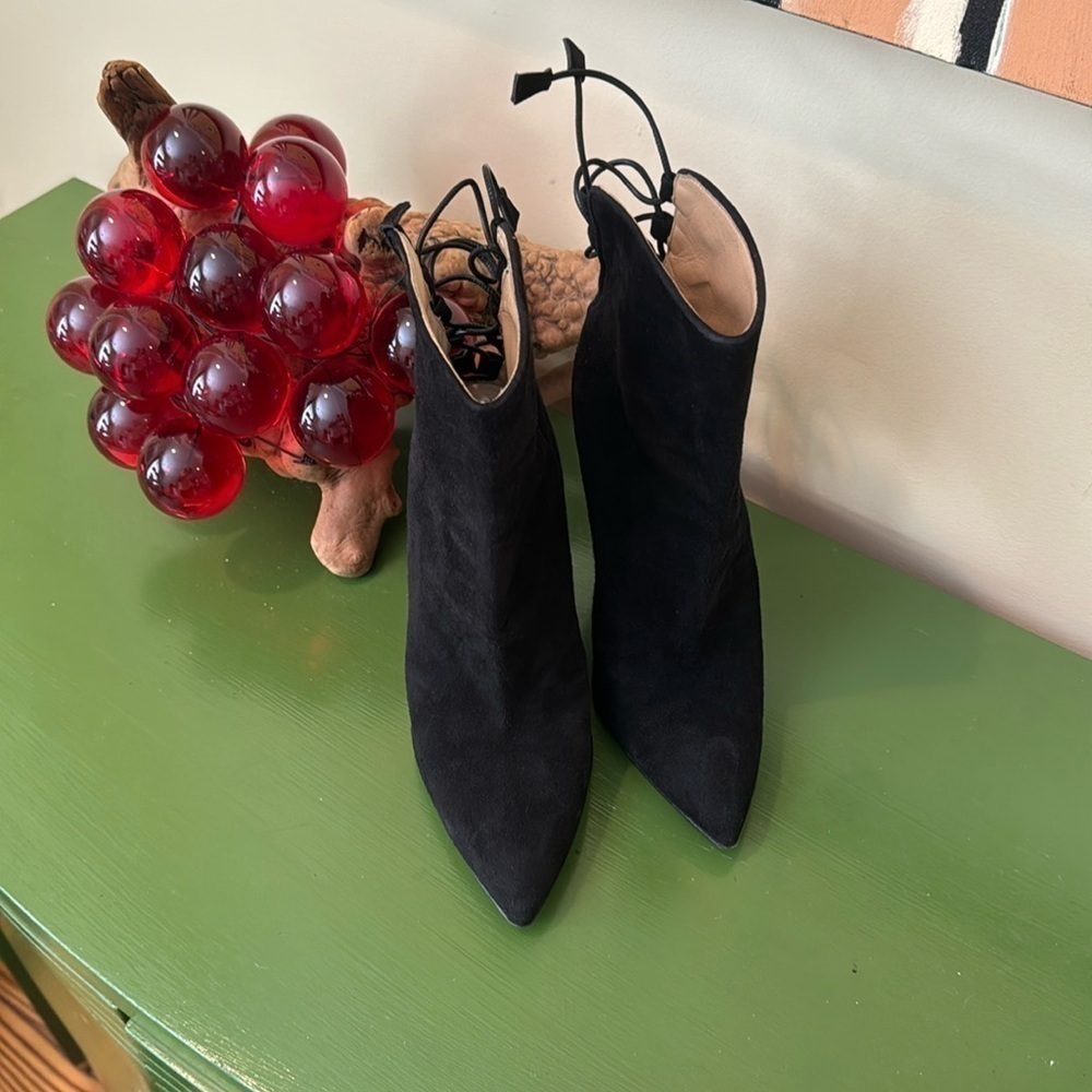 Escada black leather suede botties Made in Italy 🇮🇹